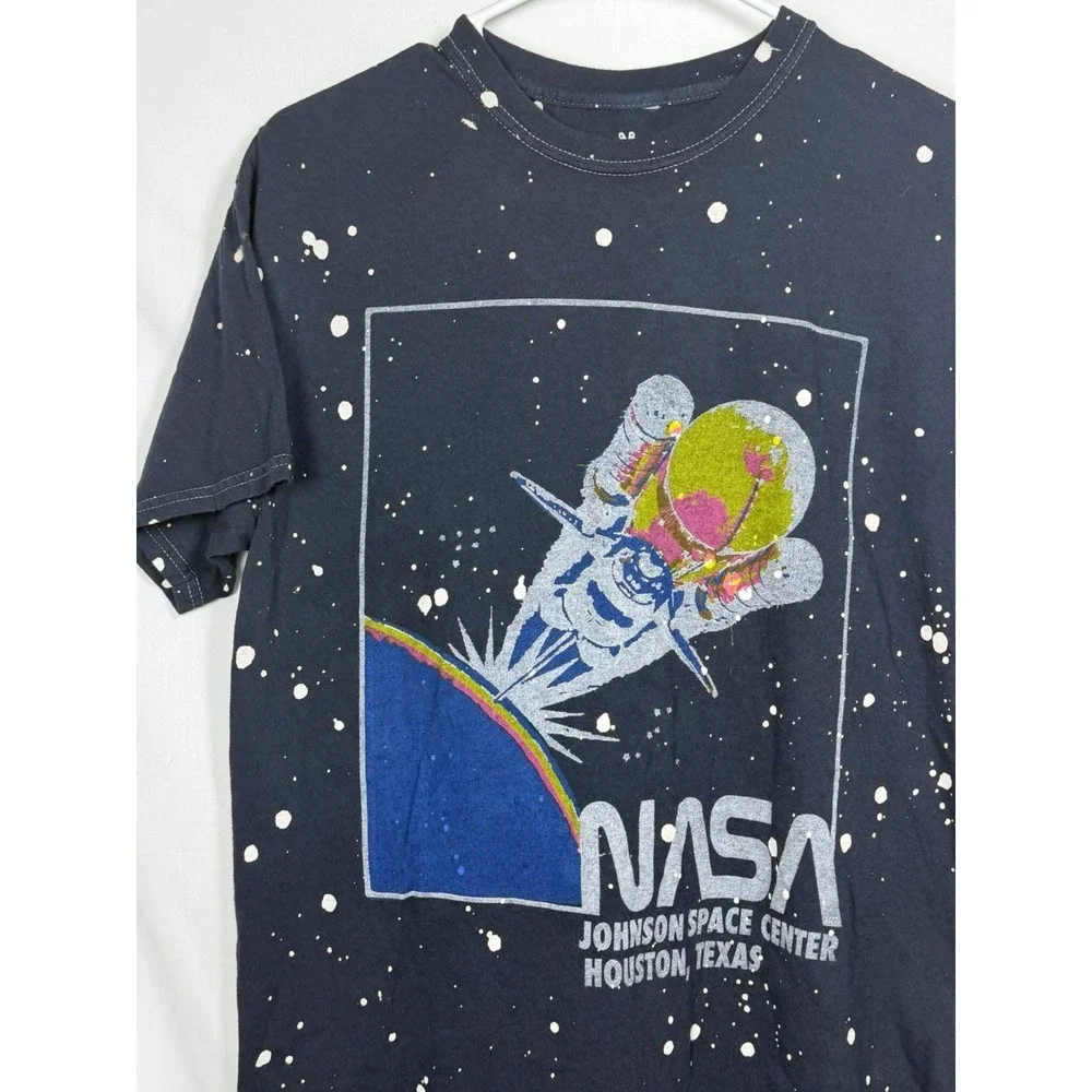 NASA Junk Food Clothing Tee Small Black Splatter Graphic Space Y2K